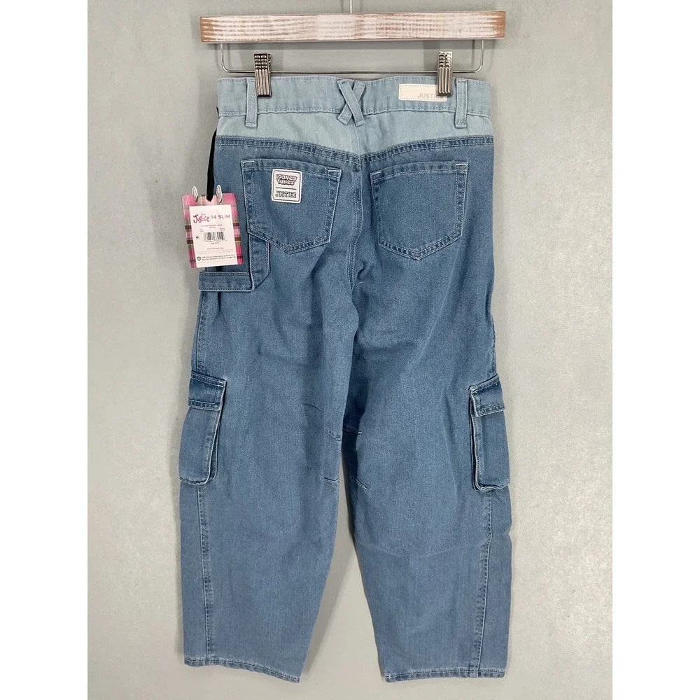 Justice Girls Looney Tunes Cargo Barrel Jean Light Wash Bugs Bunny 14 Slim